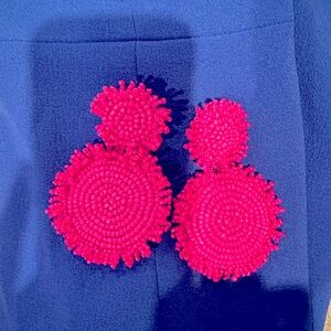 Hot Pink Beaded Earrings